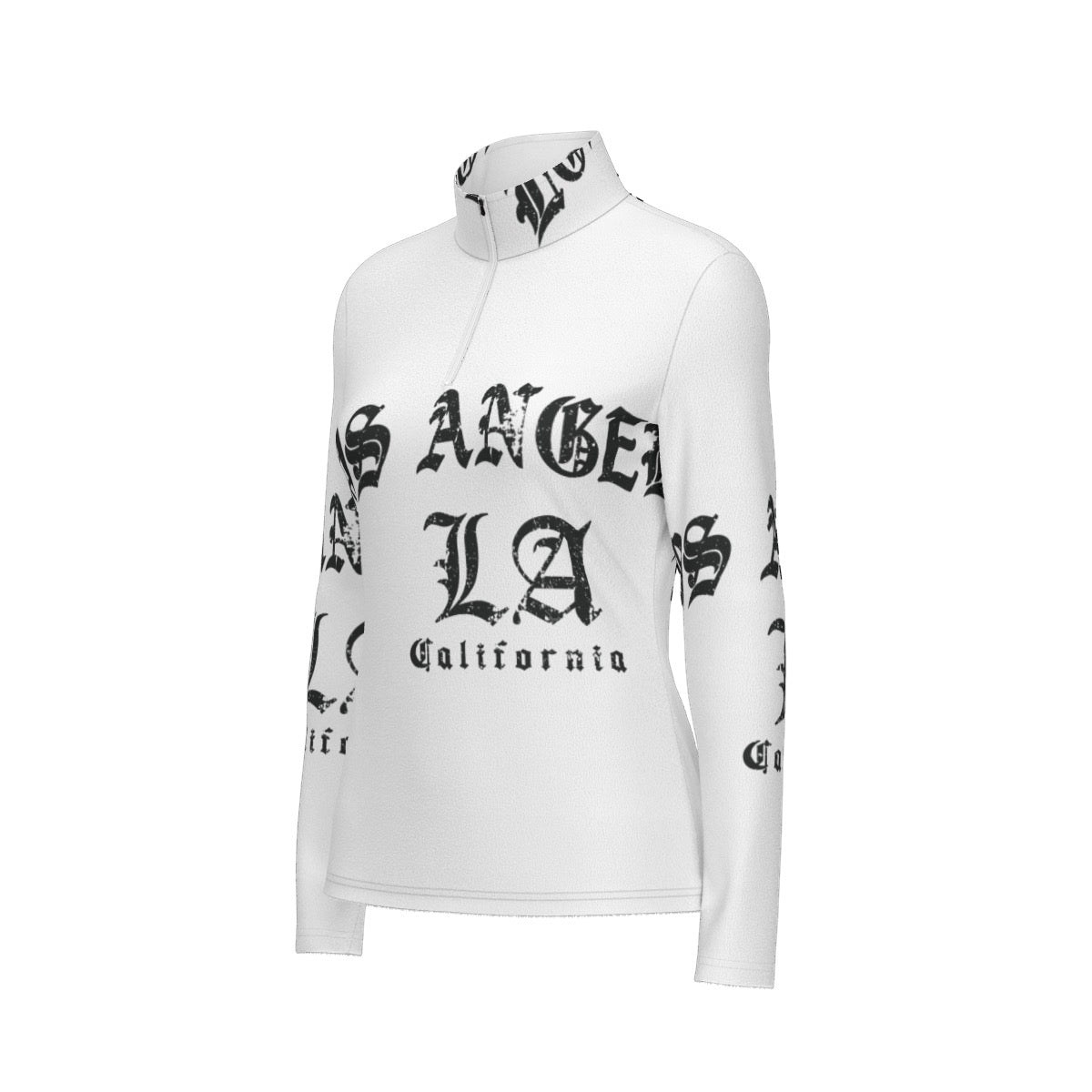 All-Over Print Women's Sports Collar Jersey With Long Sleeve