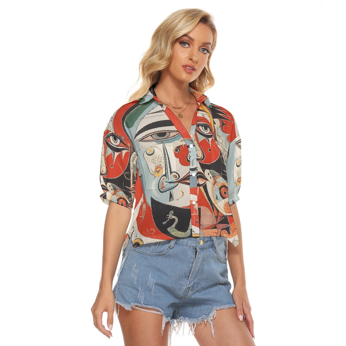 All-Over Print Women's V-neck Shirts