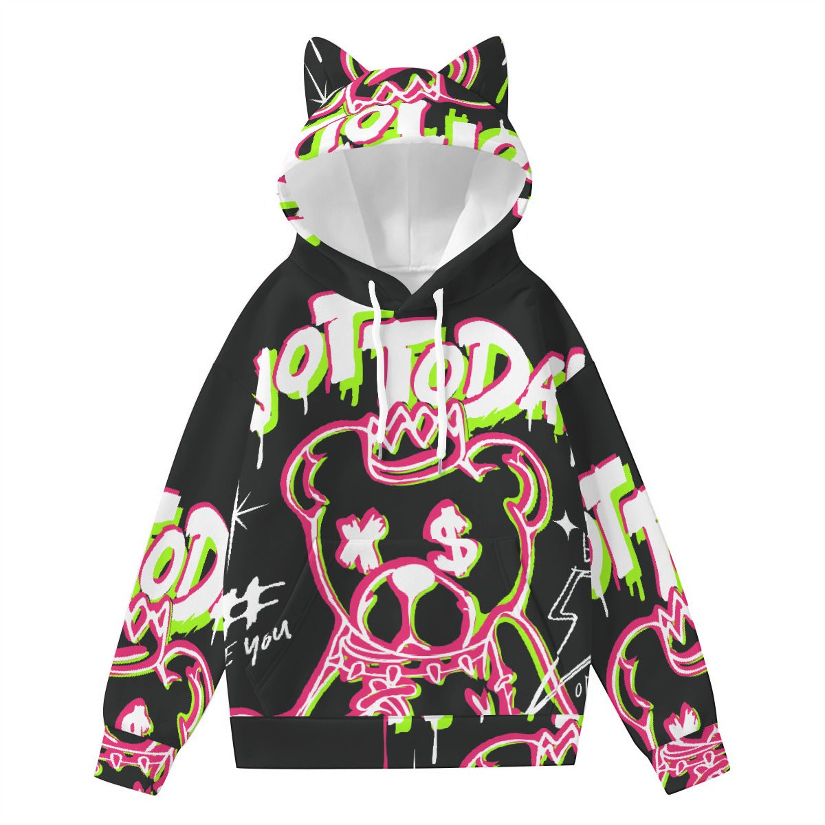 All-Over Print Women’s Hoodie With Decorative Ears