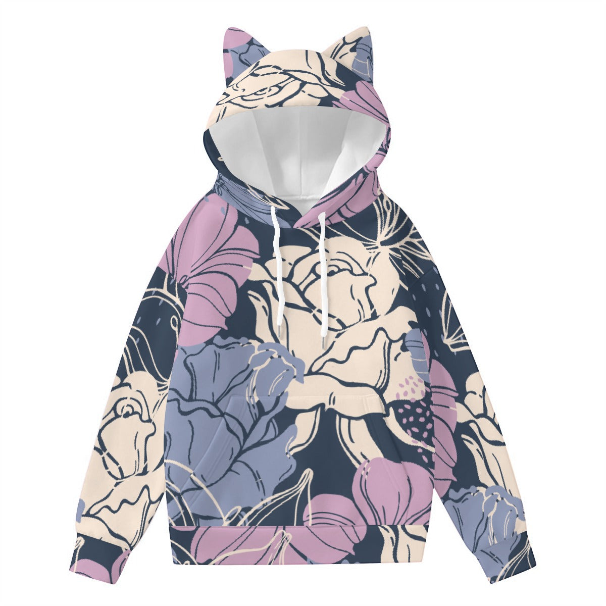 All-Over Print Women’s Hoodie With Decorative Ears