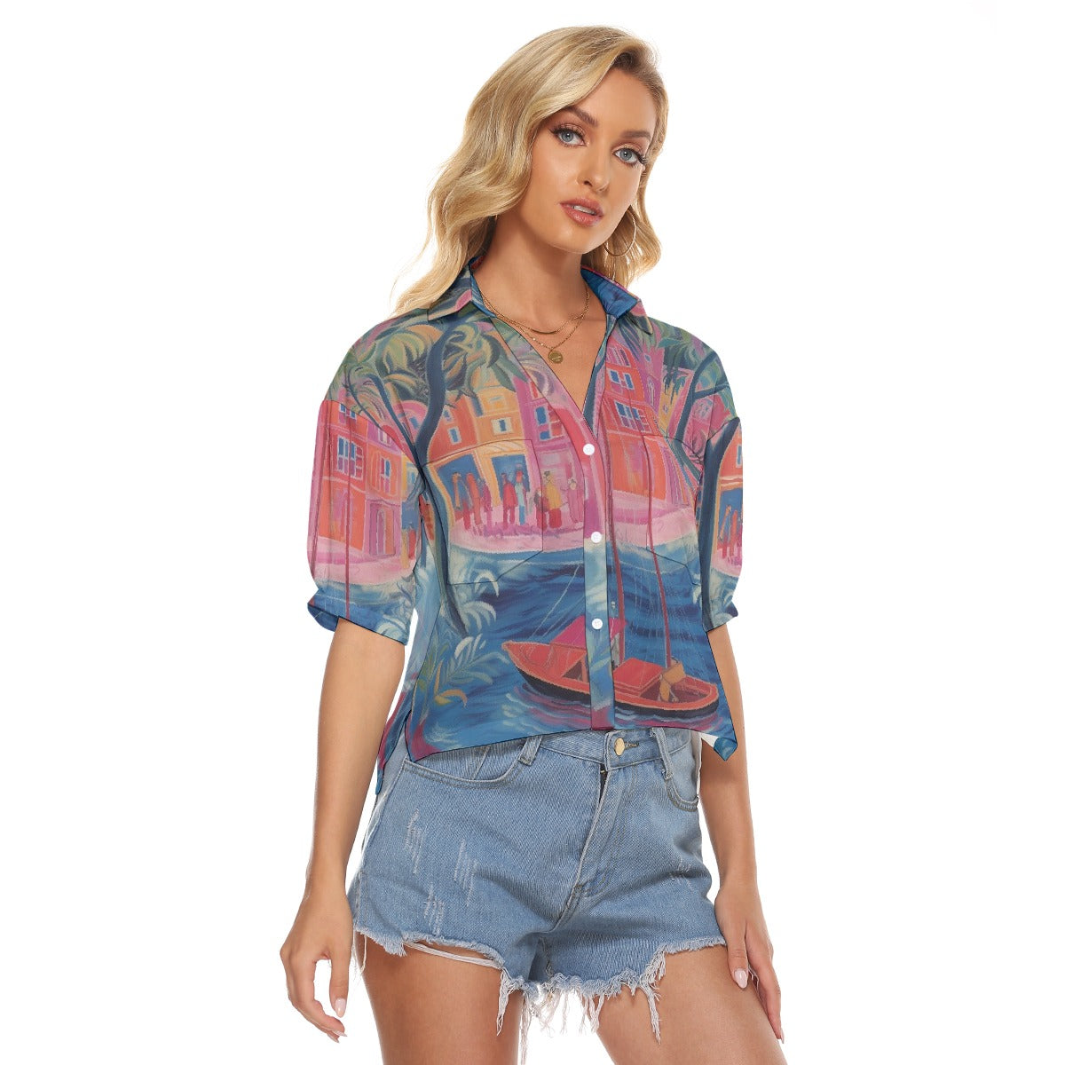 All-Over Print Women's V-neck Shirts