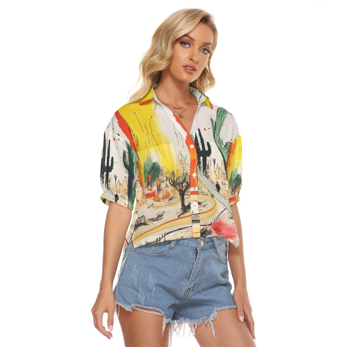 All-Over Print Women's V-neck Shirts