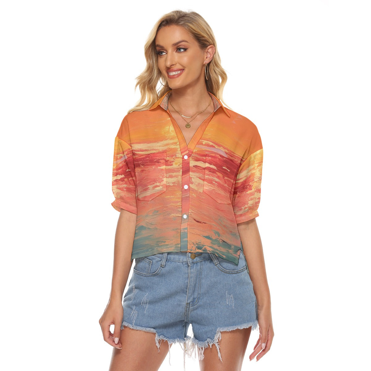 All-Over Print Women's V-neck Shirts