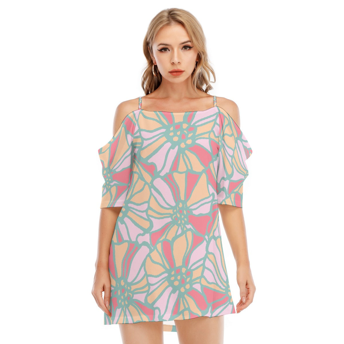 All-Over Print Women's Off-shoulder Cami Dress