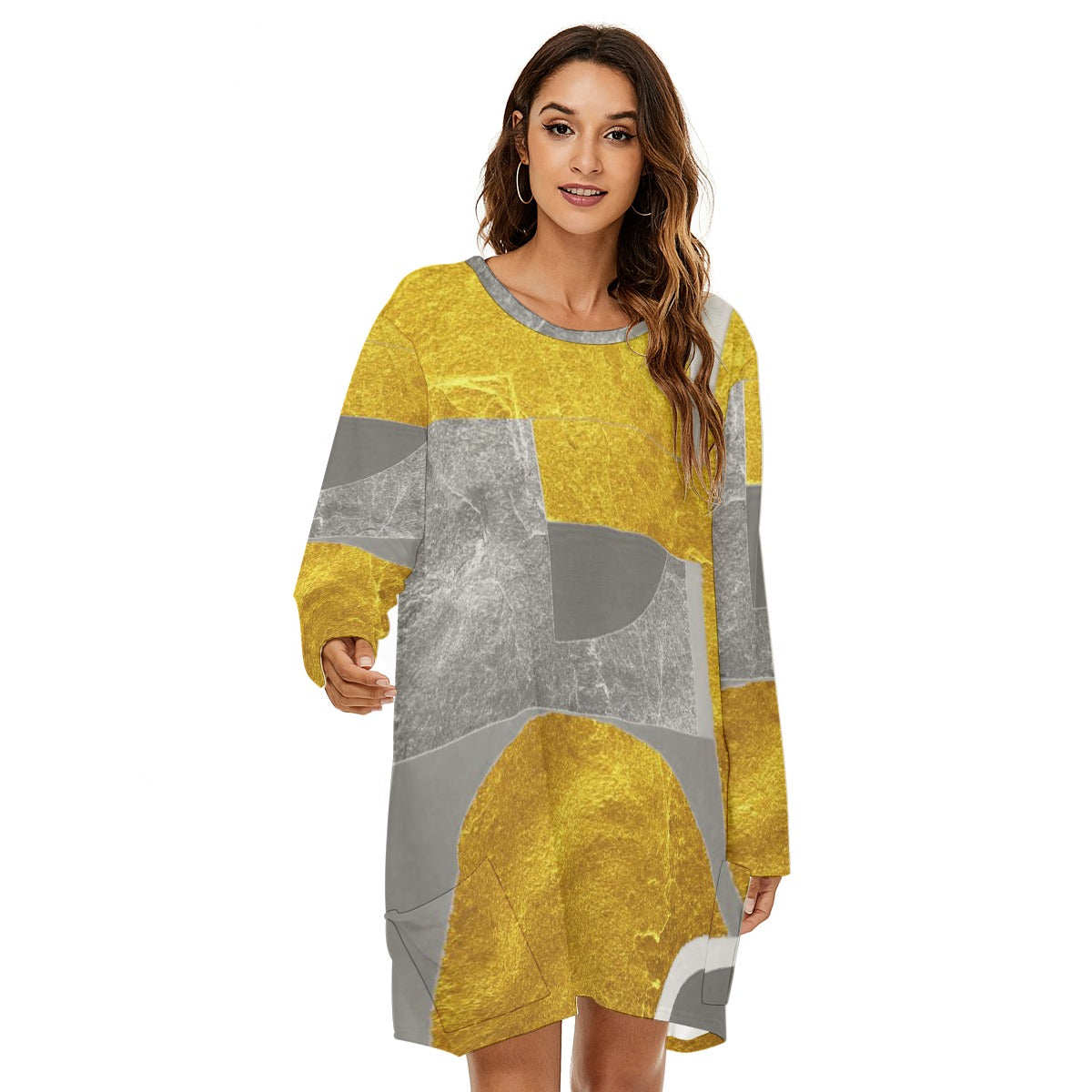 All-Over Print  Women's Loose Crew Neck Dress