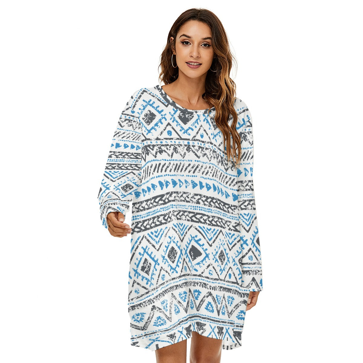 All-Over Print  Women's Loose Crew Neck Dress