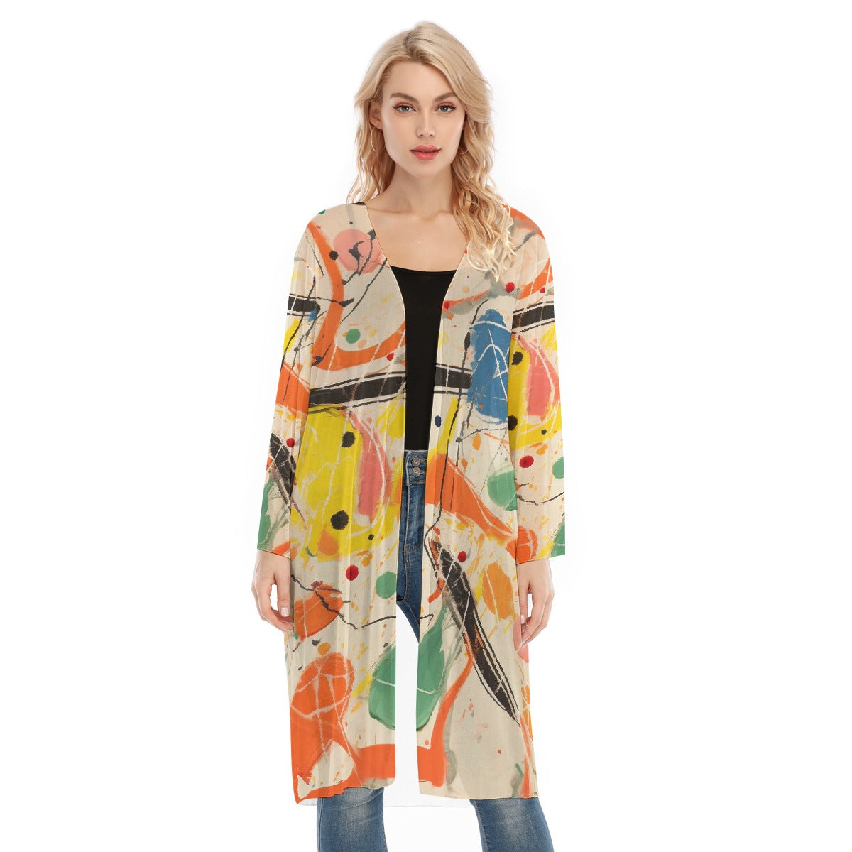 All- Over Print Women's Long Sleeve Mesh Cardigan