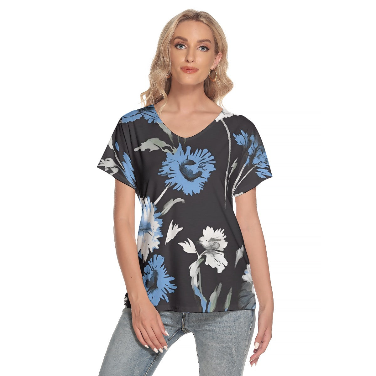 All-Over Print Women's Loose V-neck Short Sleeve T-shirt