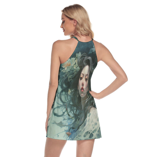 All-Over Print Women's Round Neck Above Knee Dress