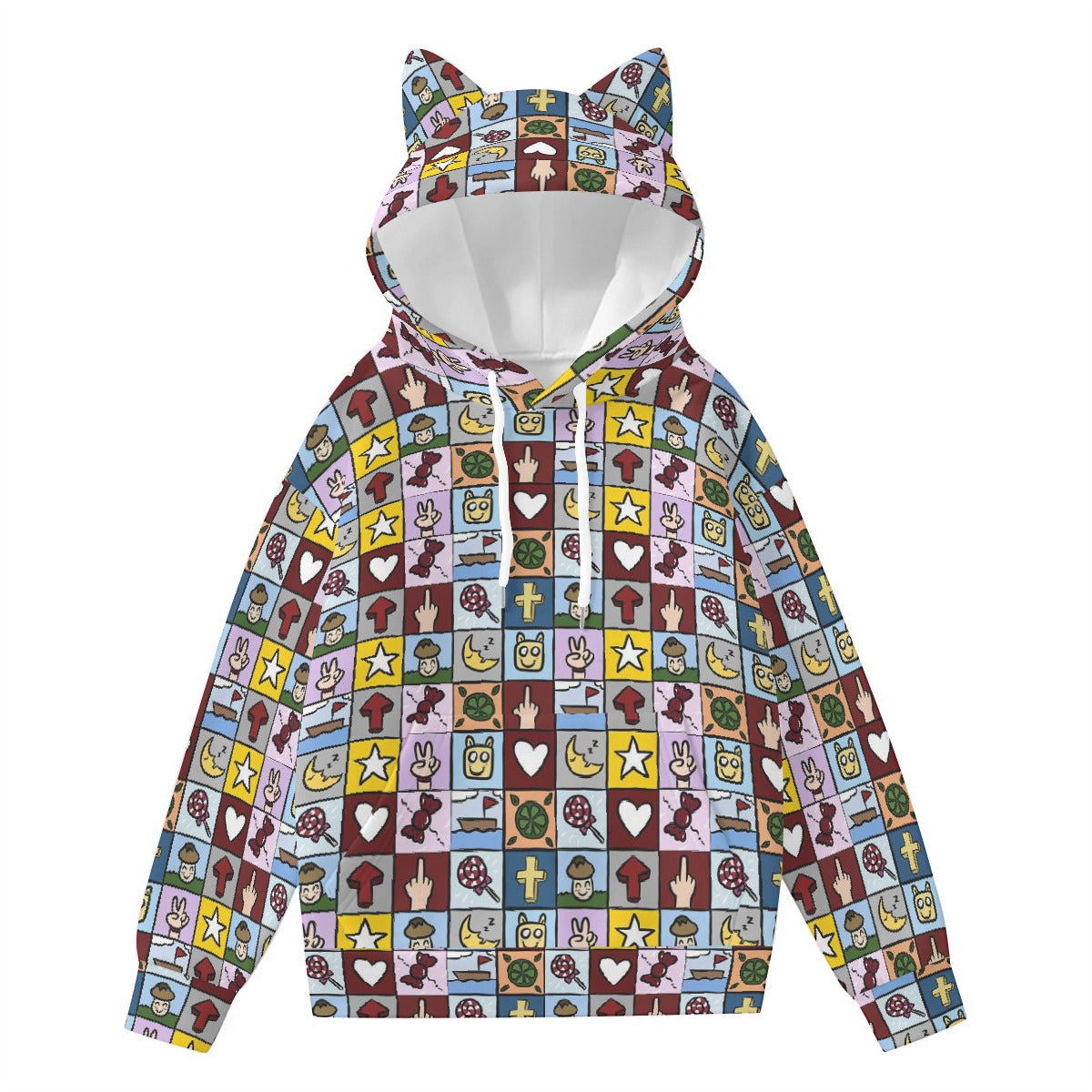 All-Over Print Women’s Hoodie With Decorative Ears