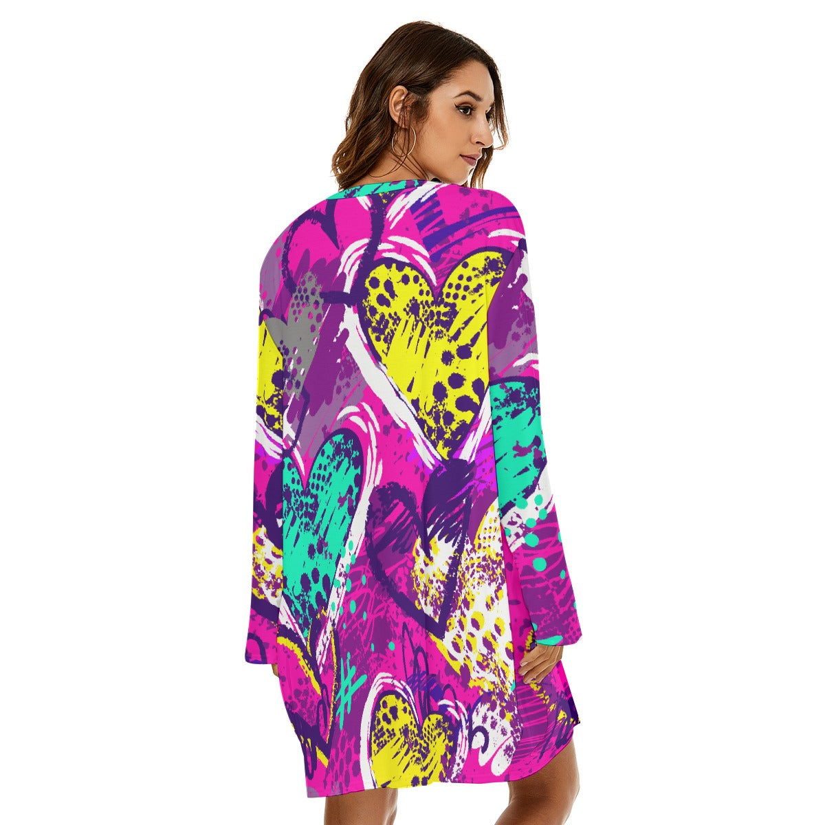 All-Over Print  Women's Loose Crew Neck Dress