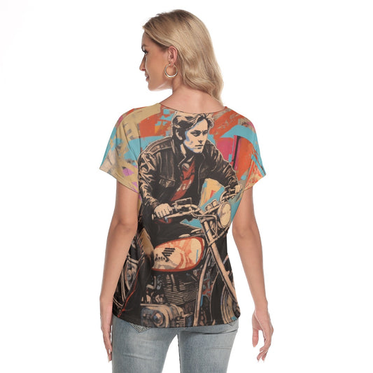 All-Over Print Women's Loose V-neck Short Sleeve T-shirt