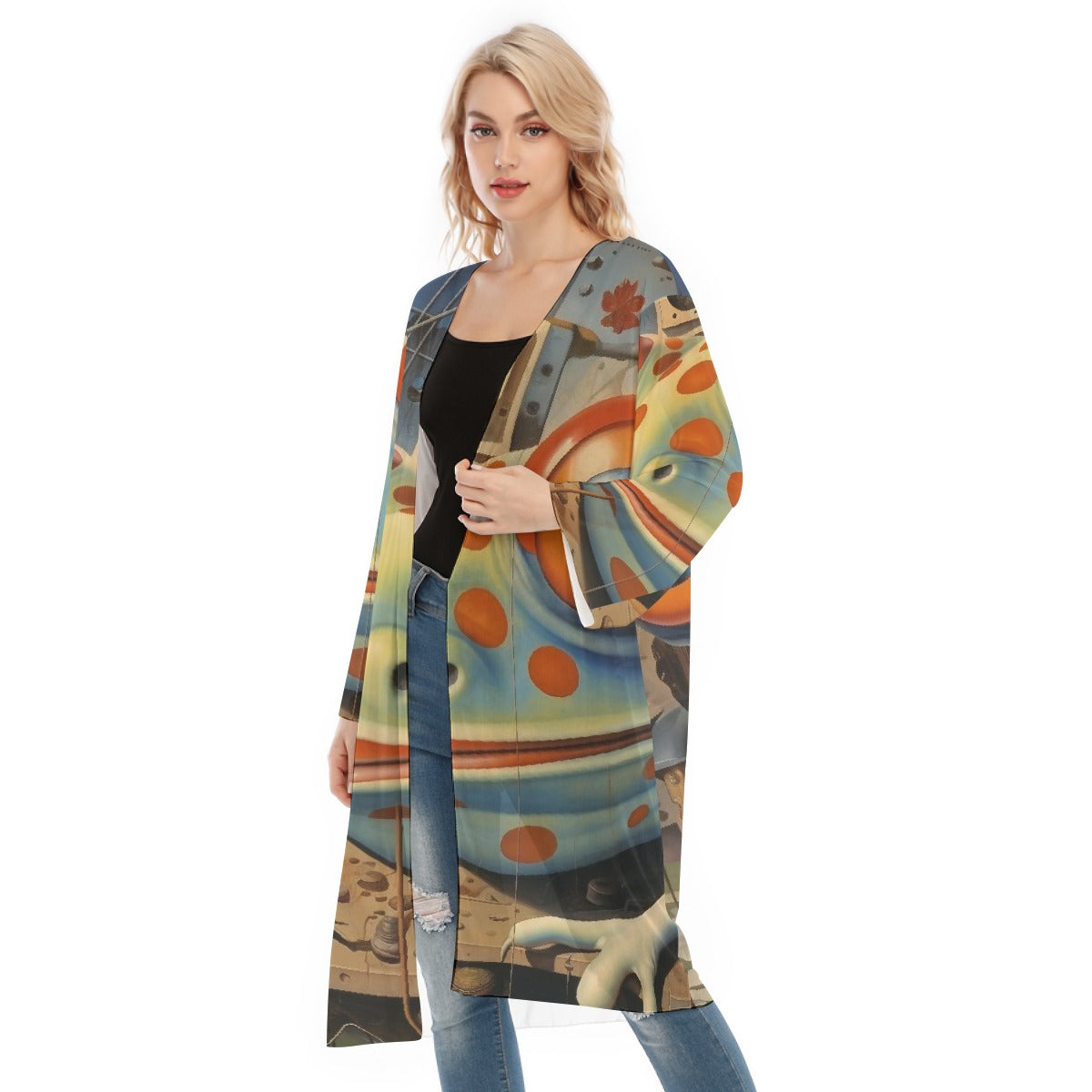 All- Over Print Women's Long Sleeve Mesh Cardigan