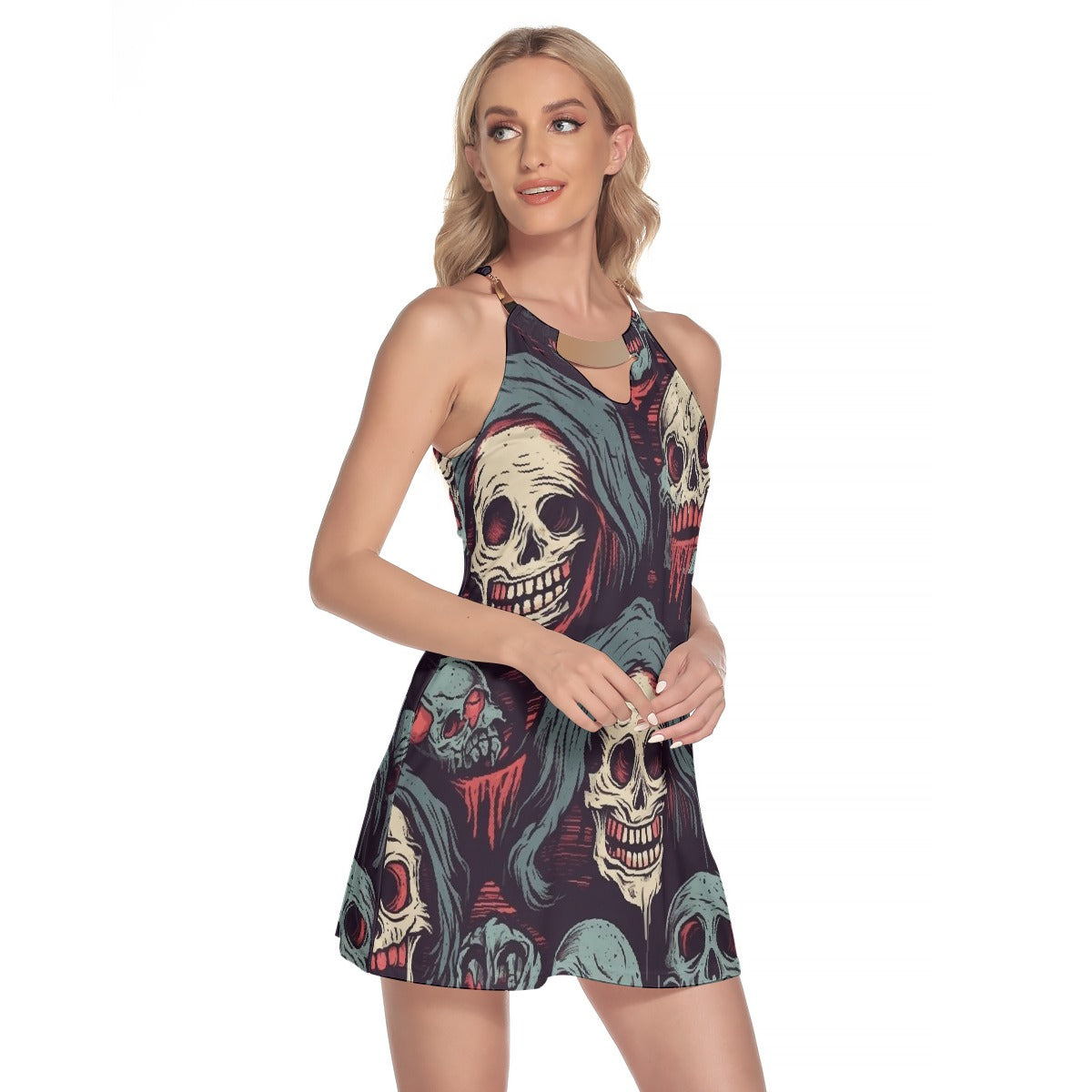 All-Over Print Women's Round Neck Above Knee Dress