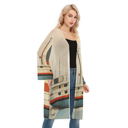 All- Over Print Women's Long Sleeve Mesh Cardigan