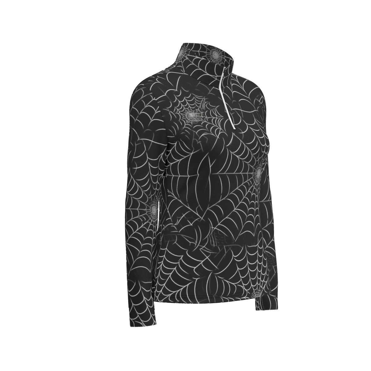 All-Over Print Women's Sports Collar Jersey With Long Sleeve