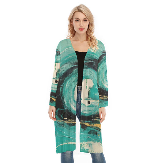 All- Over Print Women's Long Sleeve Mesh Cardigan