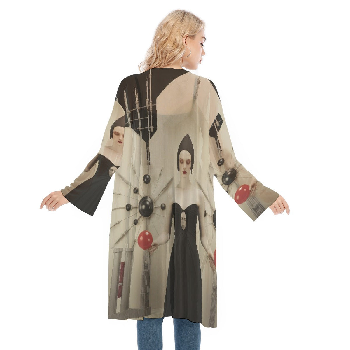 All- Over Print Women's Long Sleeve Mesh Cardigan