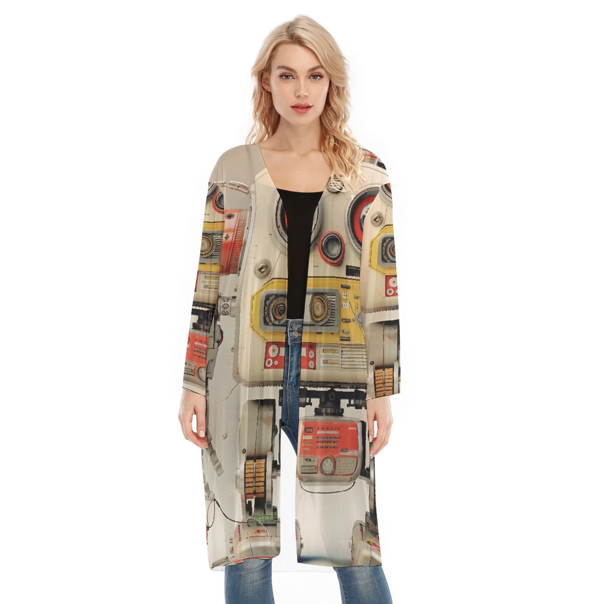 All- Over Print Women's Long Sleeve Mesh Cardigan