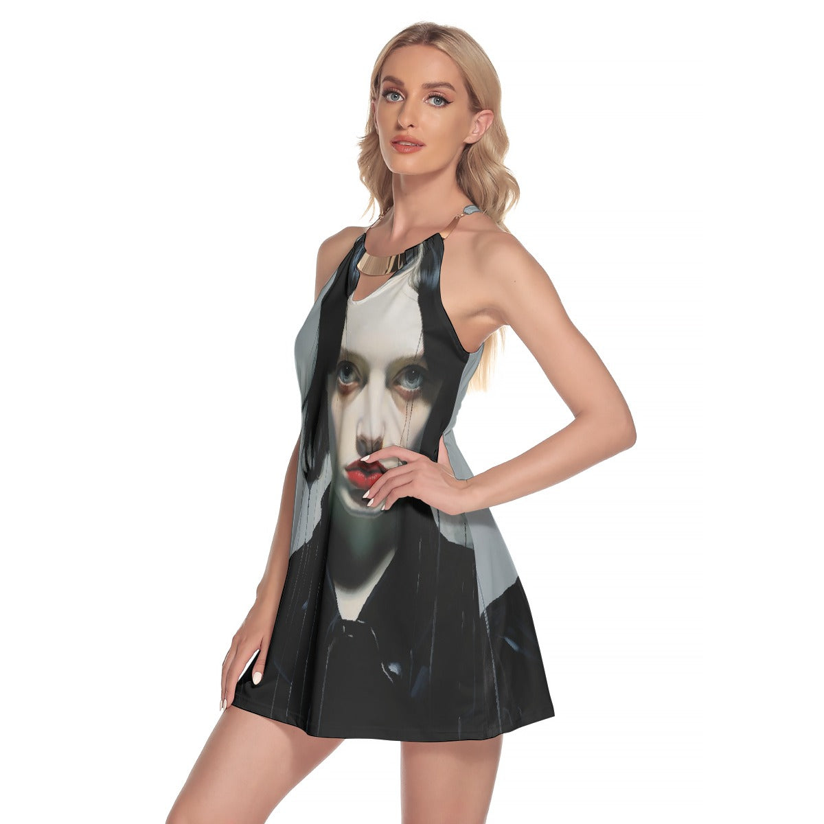 All-Over Print Women's Round Neck Above Knee Dress