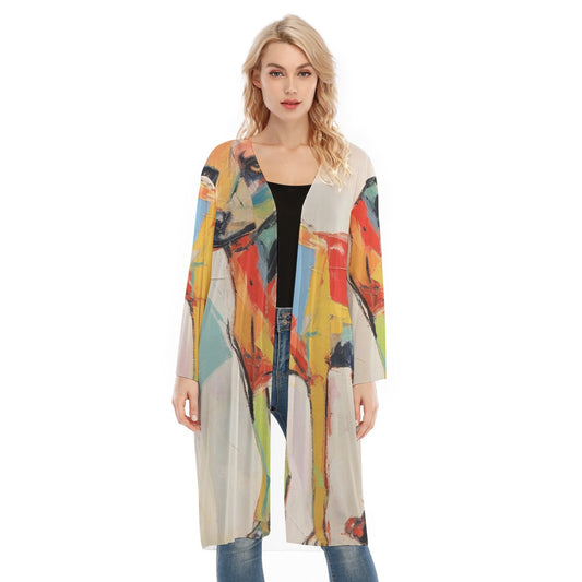 All- Over Print Women's Long Sleeve Mesh Cardigan