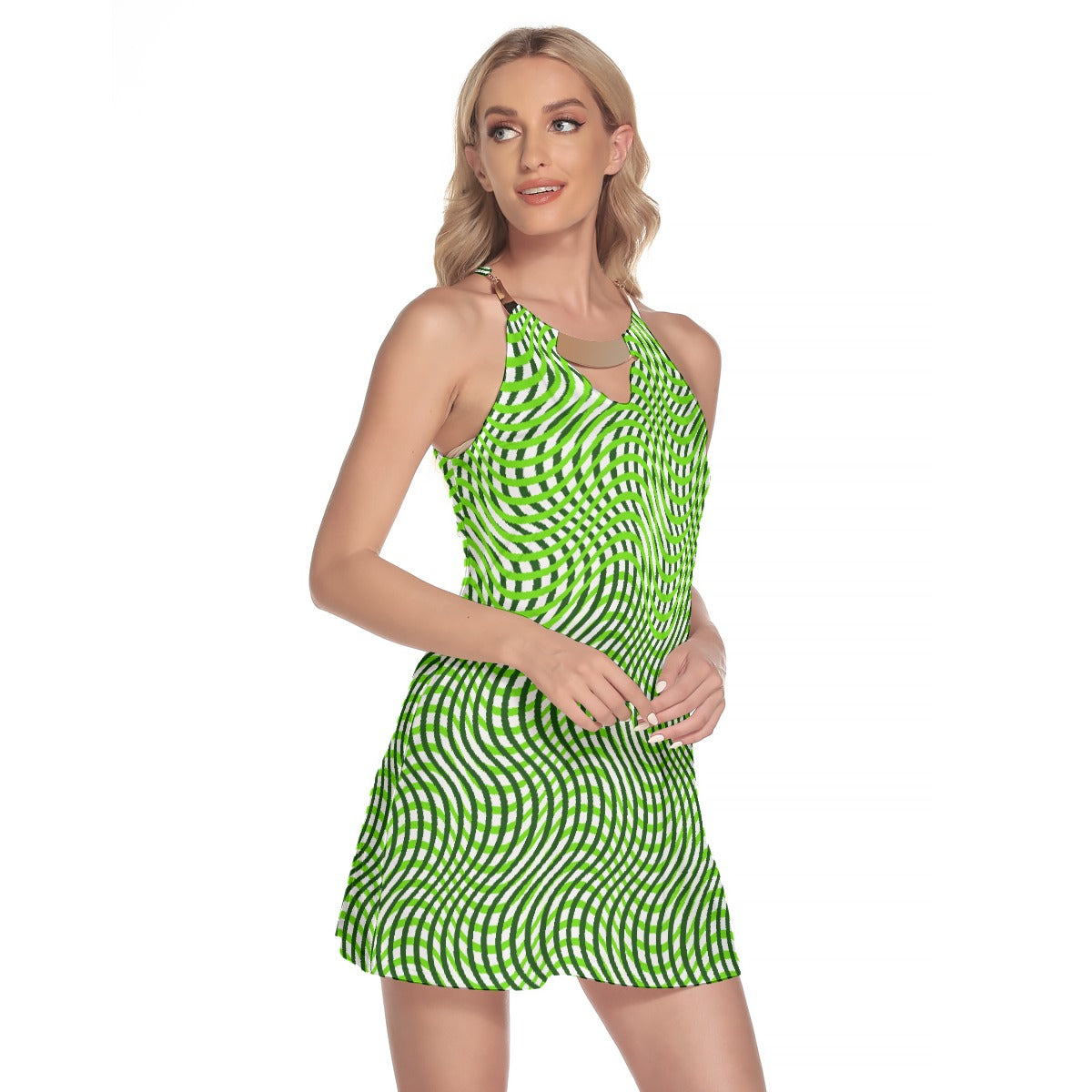 All-Over Print Women's Round Neck Above Knee Dress