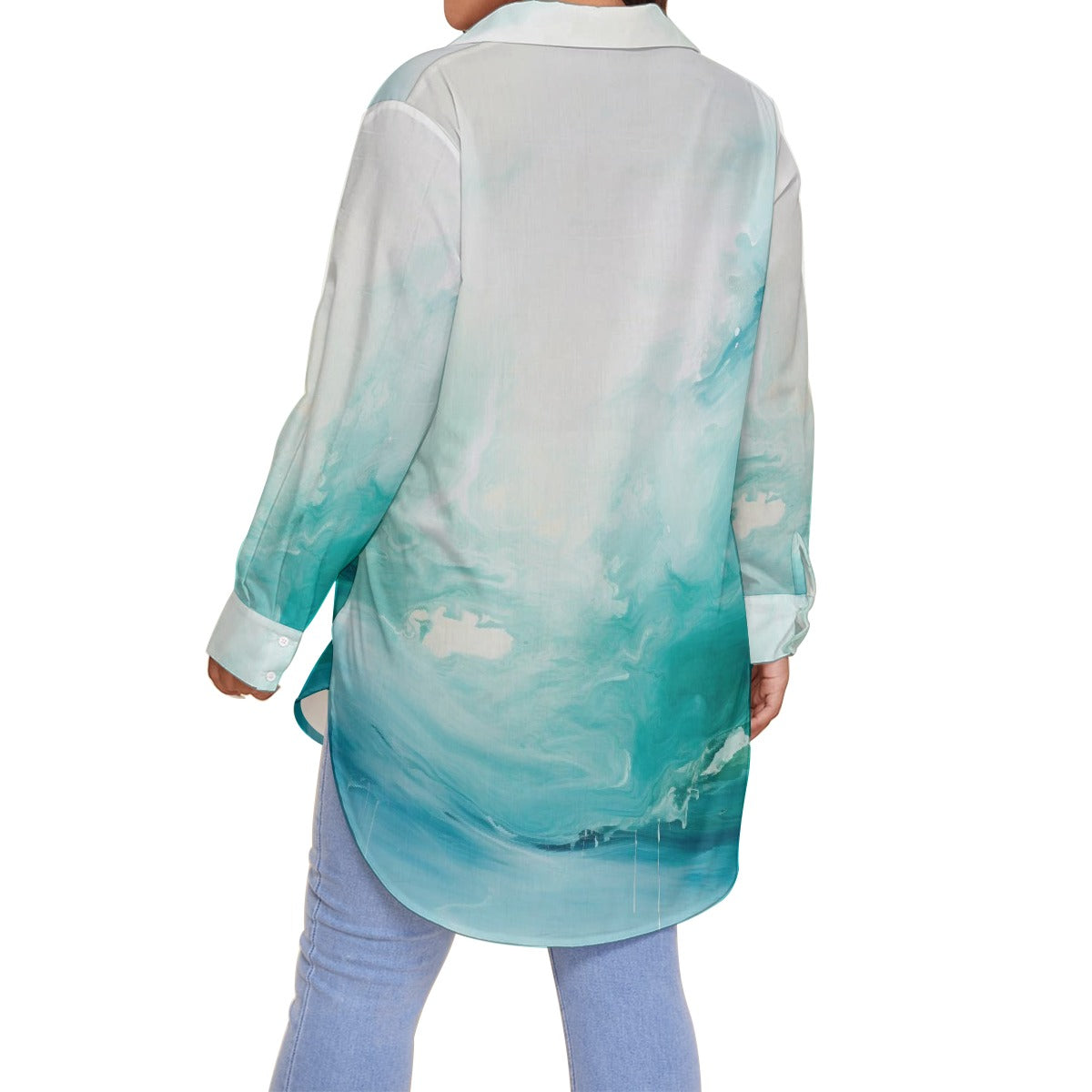 All-Over Print Women's Shirt With Long Sleeve(Plus Size)