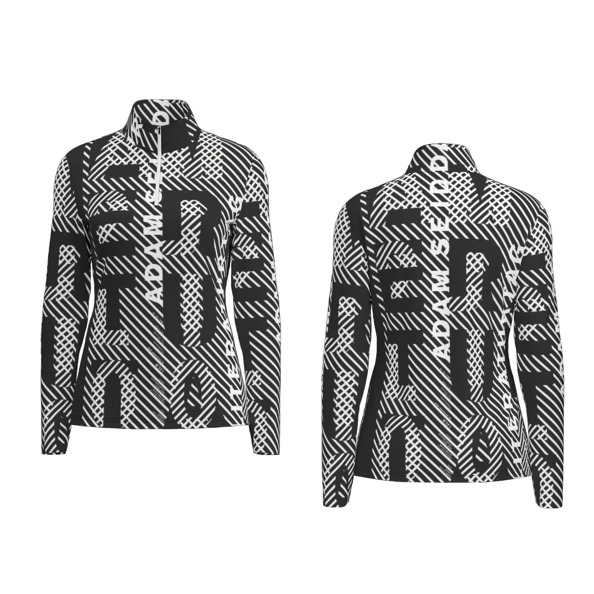 All-Over Print Women's Sports Collar Jersey With Long Sleeve