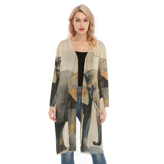 All- Over Print Women's Long Sleeve Mesh Cardigan