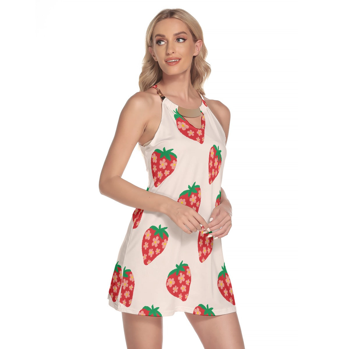 All-Over Print Women's Round Neck Above Knee Dress