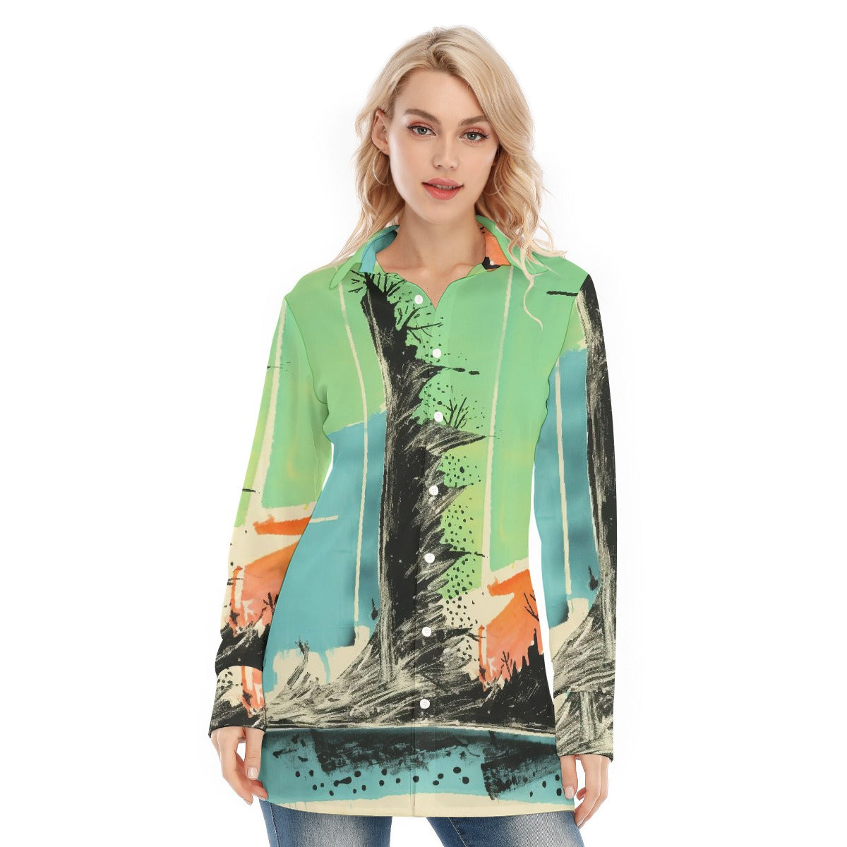 All-Over Print Women's Long Shirt