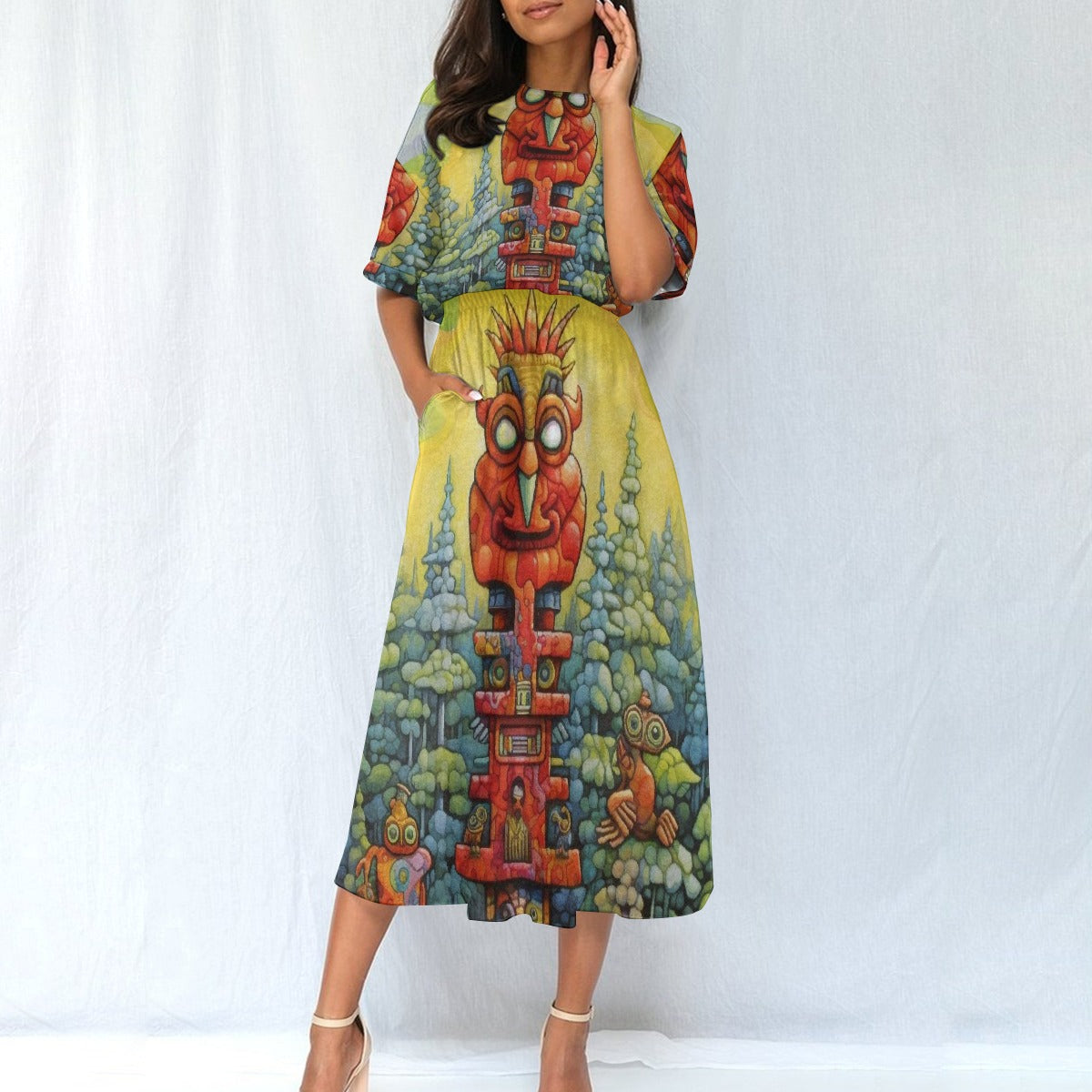 All-Over Print Women's Elastic Waist Dress