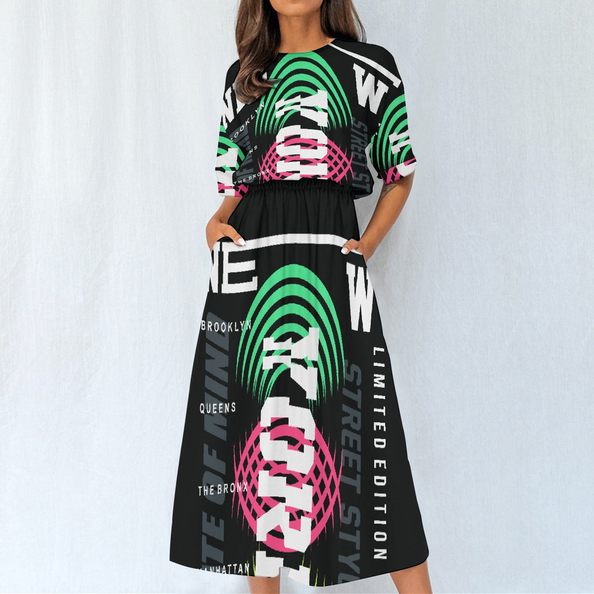 All-Over Print Women's Elastic Waist Dress