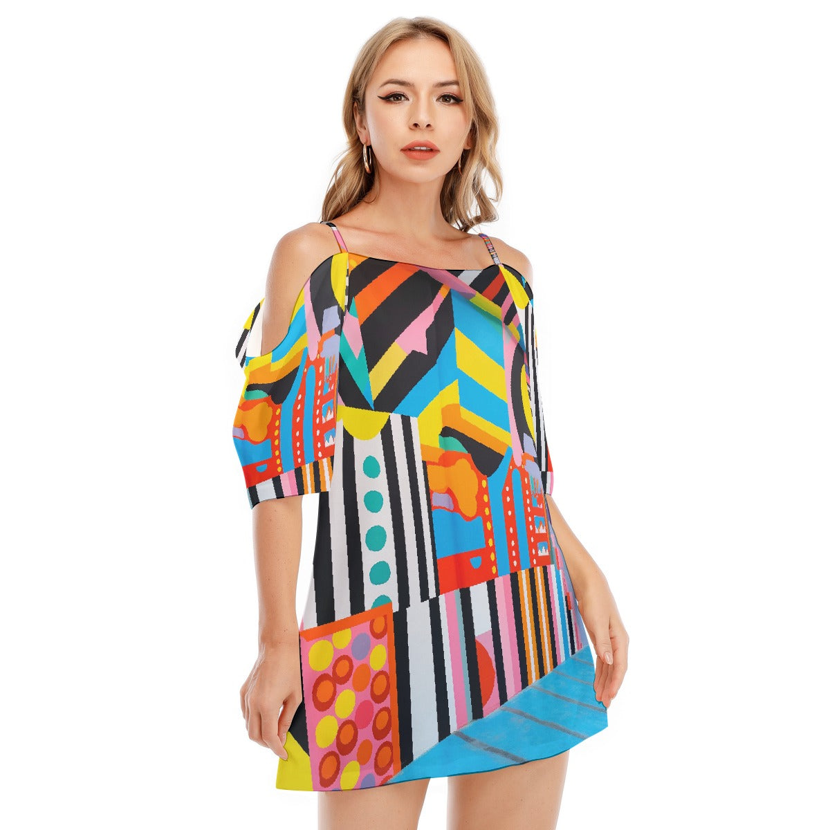 All-Over Print Women's Off-shoulder Cami Dress