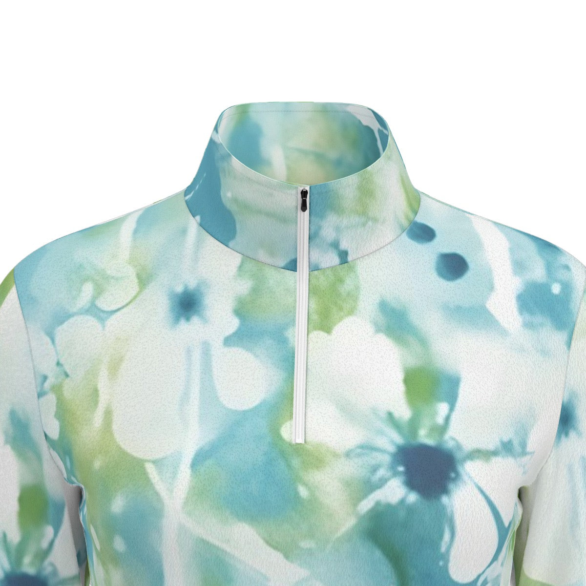 All-Over Print Women's Sports Collar Jersey With Long Sleeve