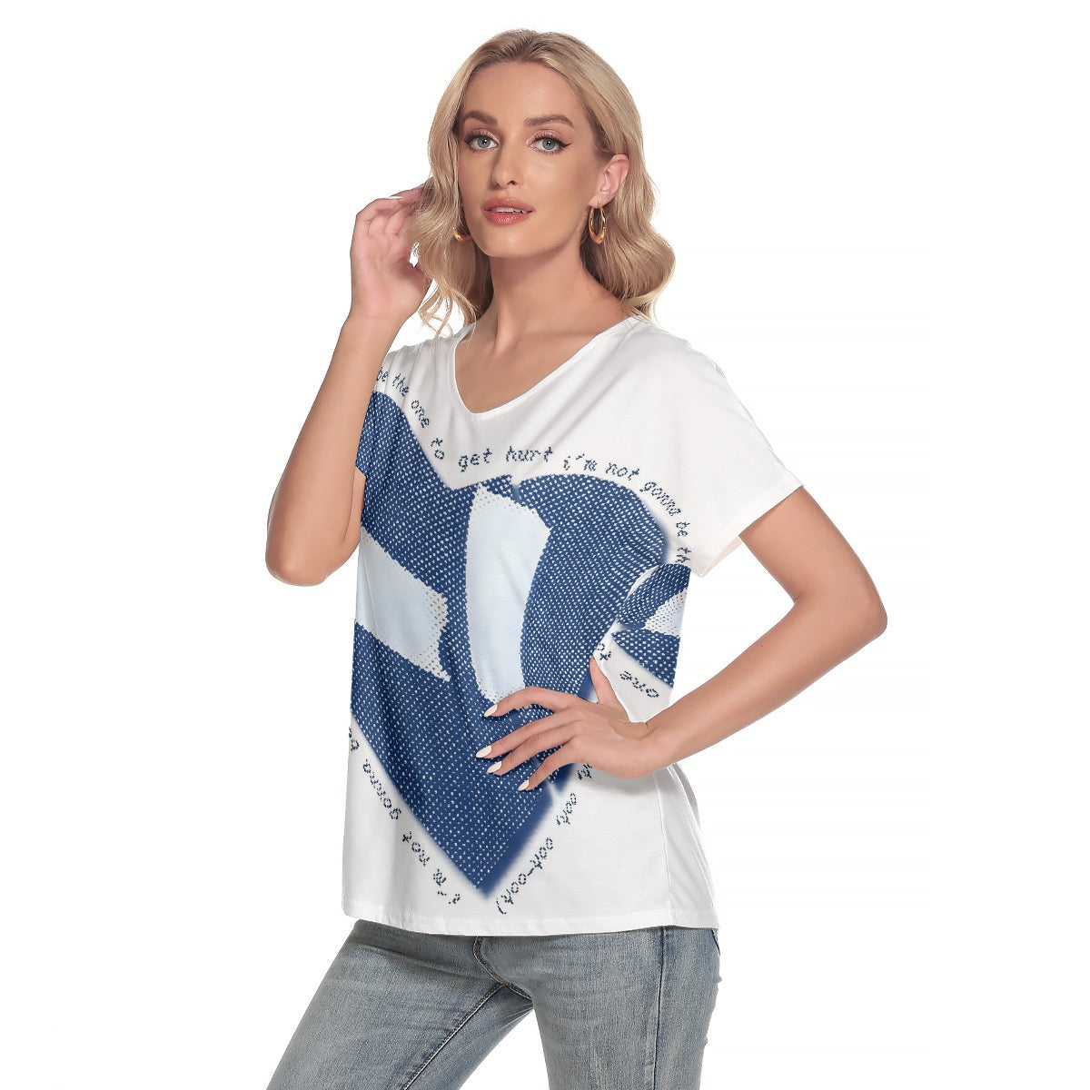 All-Over Print Women's Loose V-neck Short Sleeve T-shirt