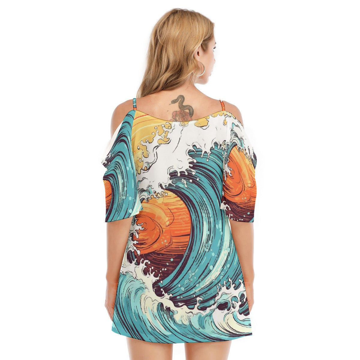 All-Over Print Women's Off-shoulder Cami Dress