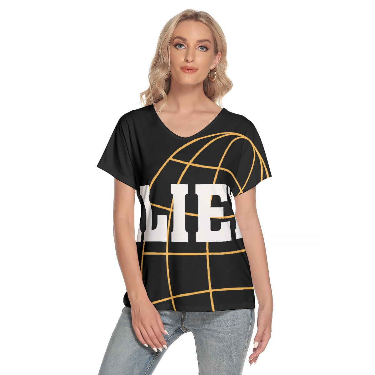 All-Over Print Women's Loose V-neck Short Sleeve T-shirt