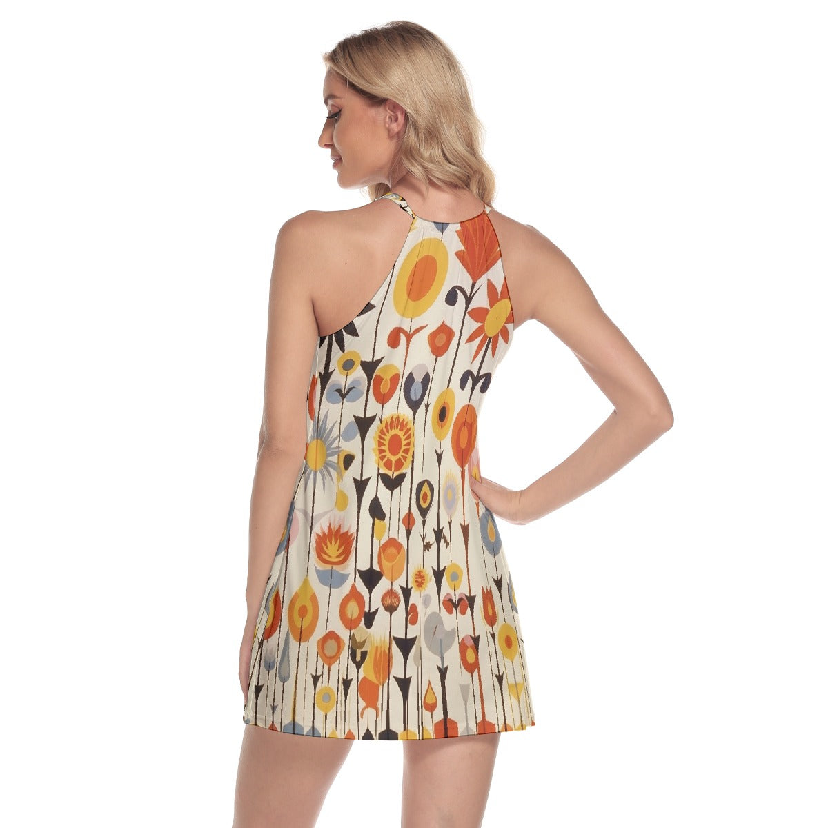 All-Over Print Women's Round Neck Above Knee Dress