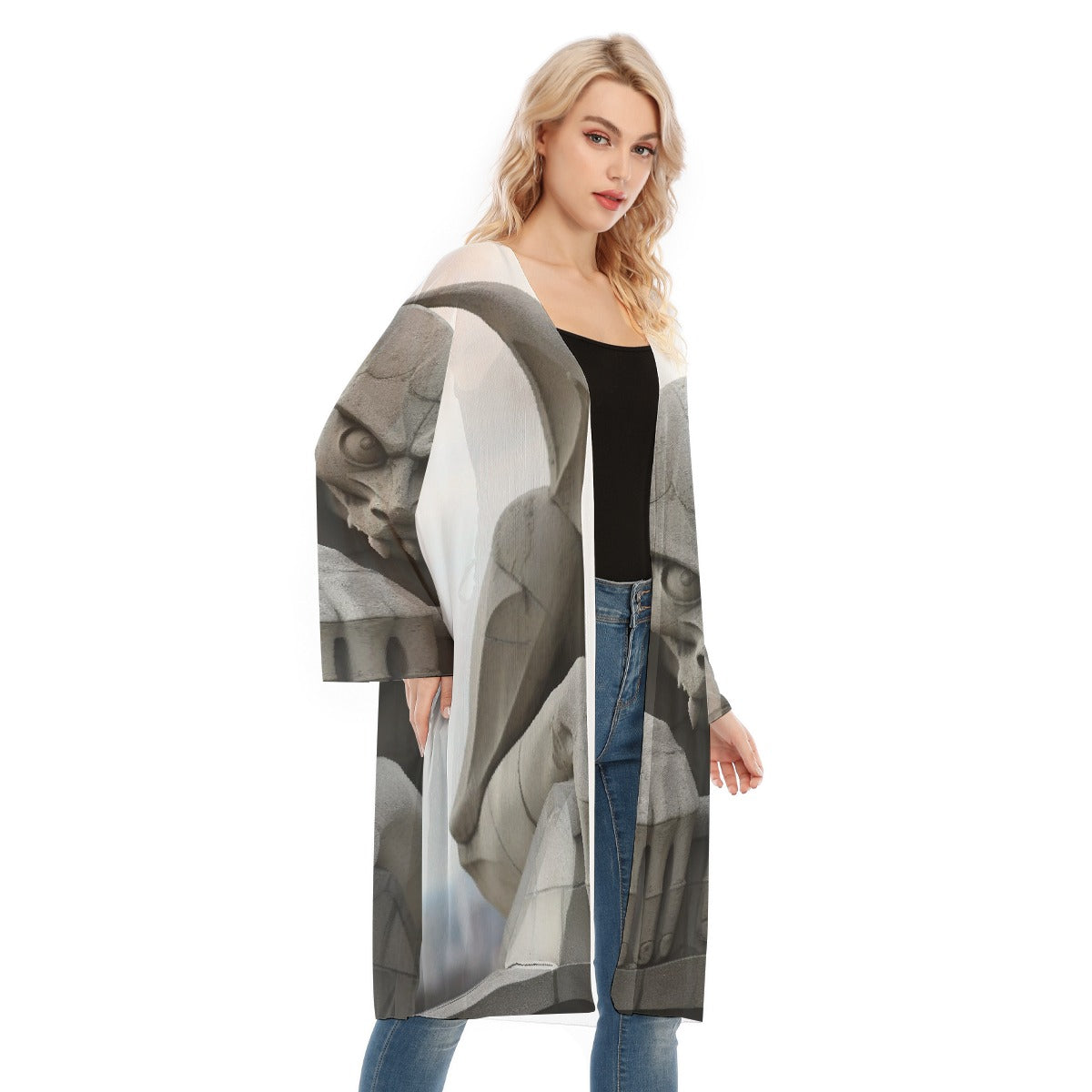 All- Over Print Women's Long Sleeve Mesh Cardigan