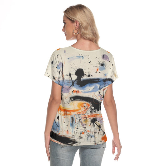 All-Over Print Women's Loose V-neck Short Sleeve T-shirt