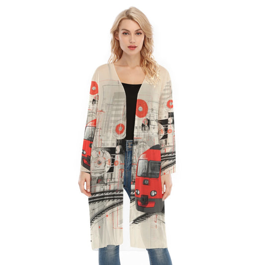 All- Over Print Women's Long Sleeve Mesh Cardigan