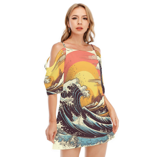 All-Over Print Women's Off-shoulder Cami Dress