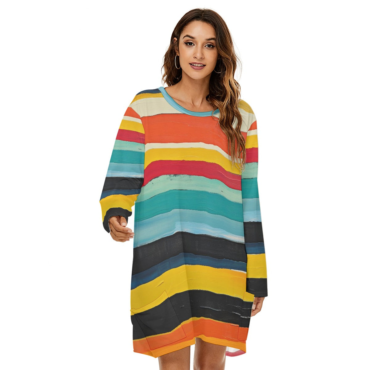 All-Over Print  Women's Loose Crew Neck Dress