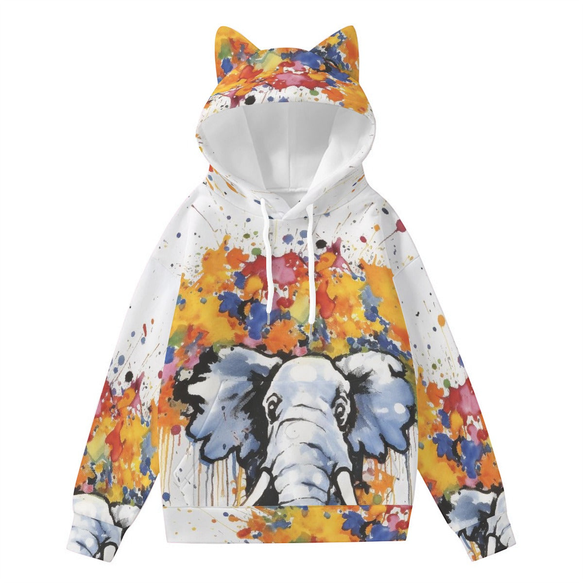 All-Over Print Women’s Hoodie With Decorative Ears