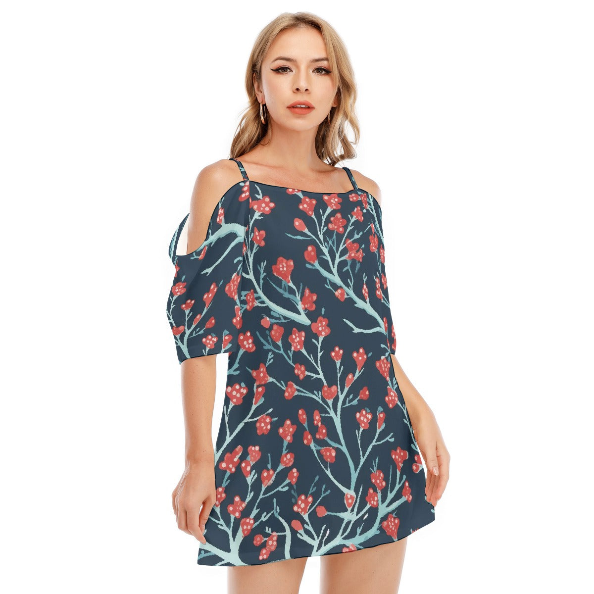 All-Over Print Women's Off-shoulder Cami Dress