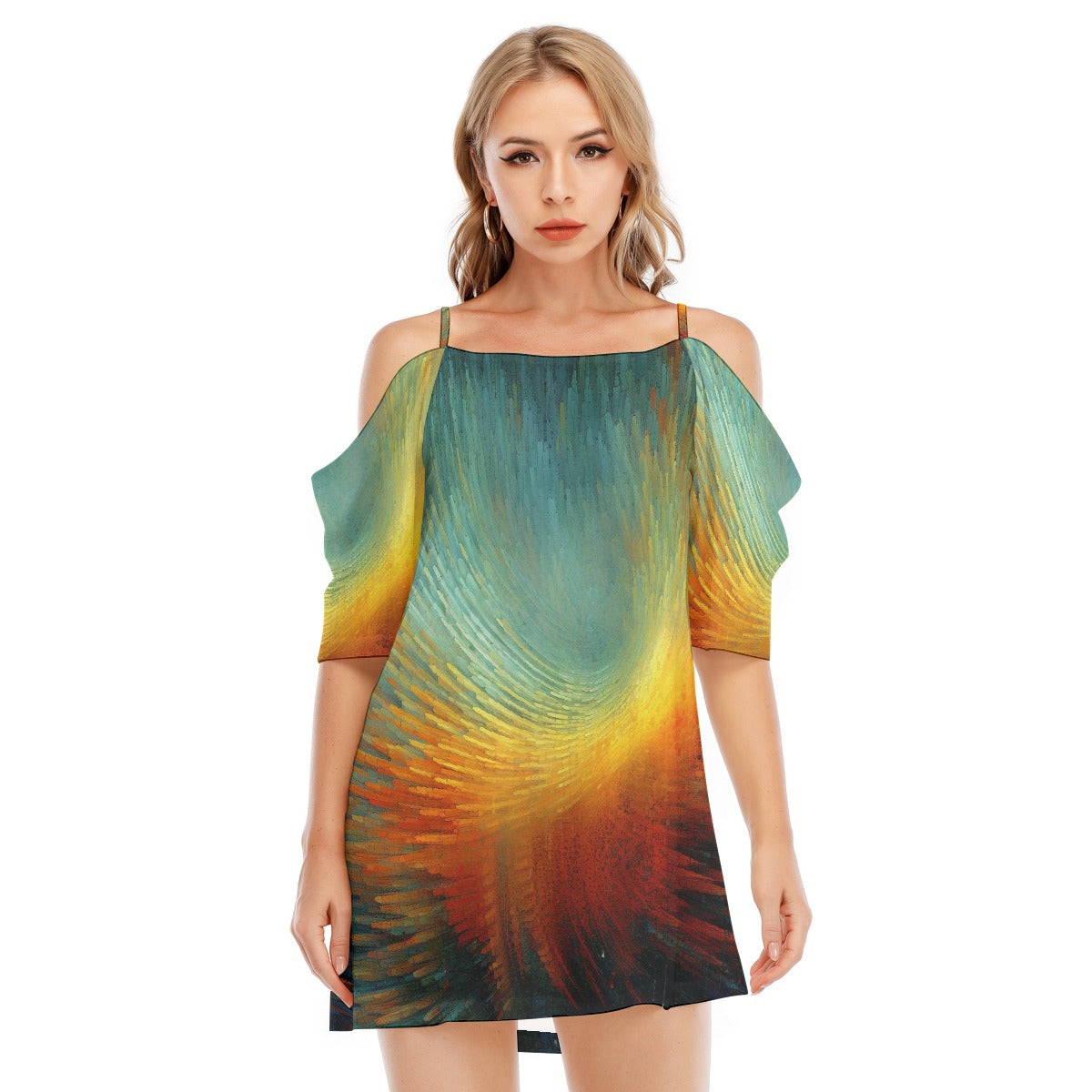 All-Over Print Women's Off-shoulder Cami Dress