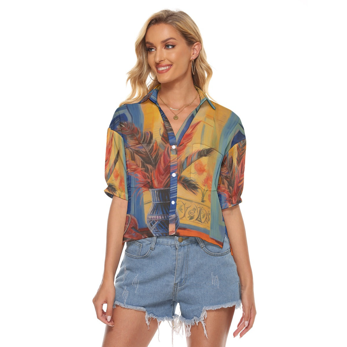 All-Over Print Women's V-neck Shirts