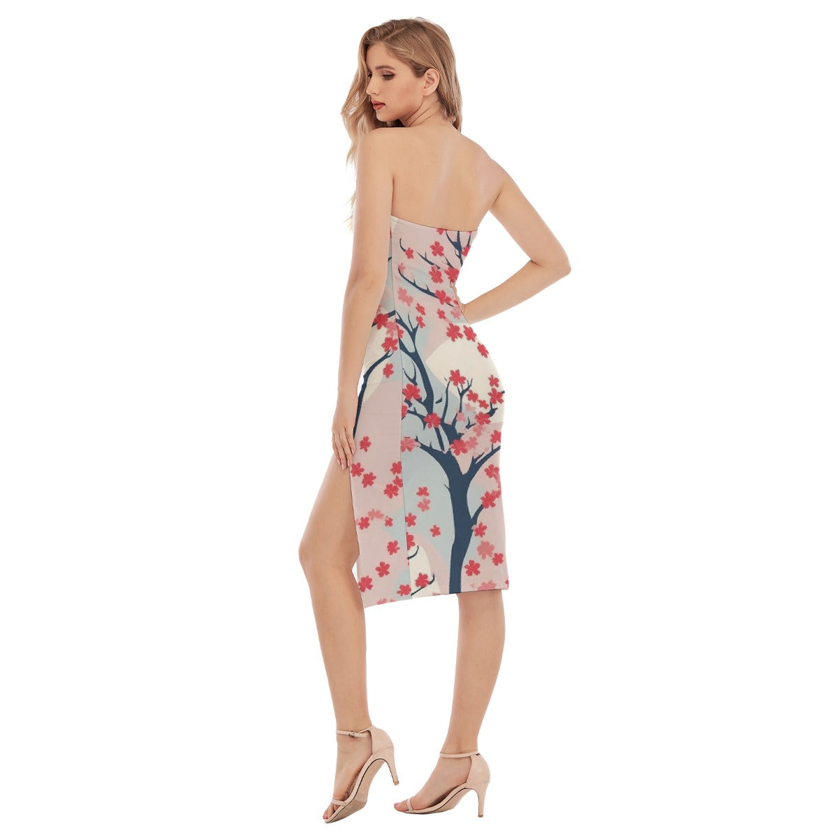 All-Over Print Women's Side Split Tube Top Dress