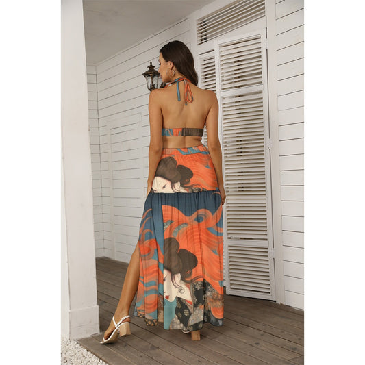 All-Over Print Women's Tie Back Wrap Dress